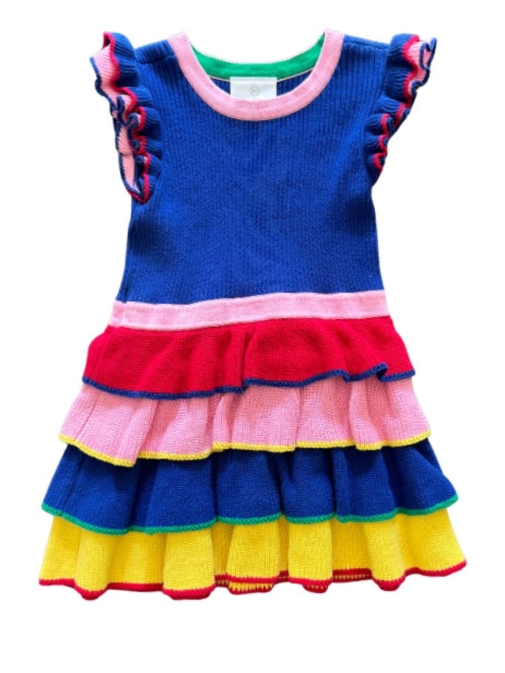 Hanna Andersson Girls Colorblock Ruffle Sweater Dress 90 3T